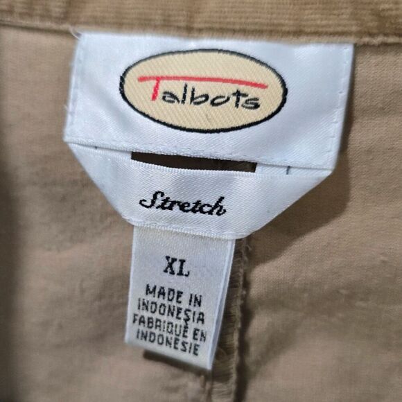 Talbots XL Tan Corduroy Stretch Jacket Blazer Button Up Casual Workwear - Picture 3 of 4